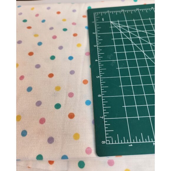Rainbow Polka Dot White Stretch Knit Fabric 1 Yard X 60" Wide Sewing Material - Picture 8 of 9